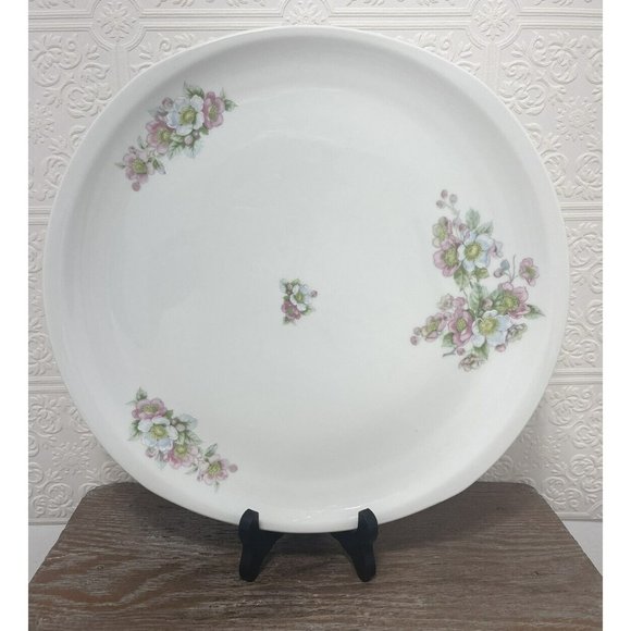 Lazeyras Limoges Pink & Blue Flowers Tray Platter Chop Plate Gorgeous Handpaint